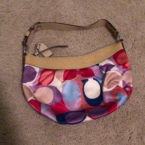 Coach Leather and Satin Shoulder Bag